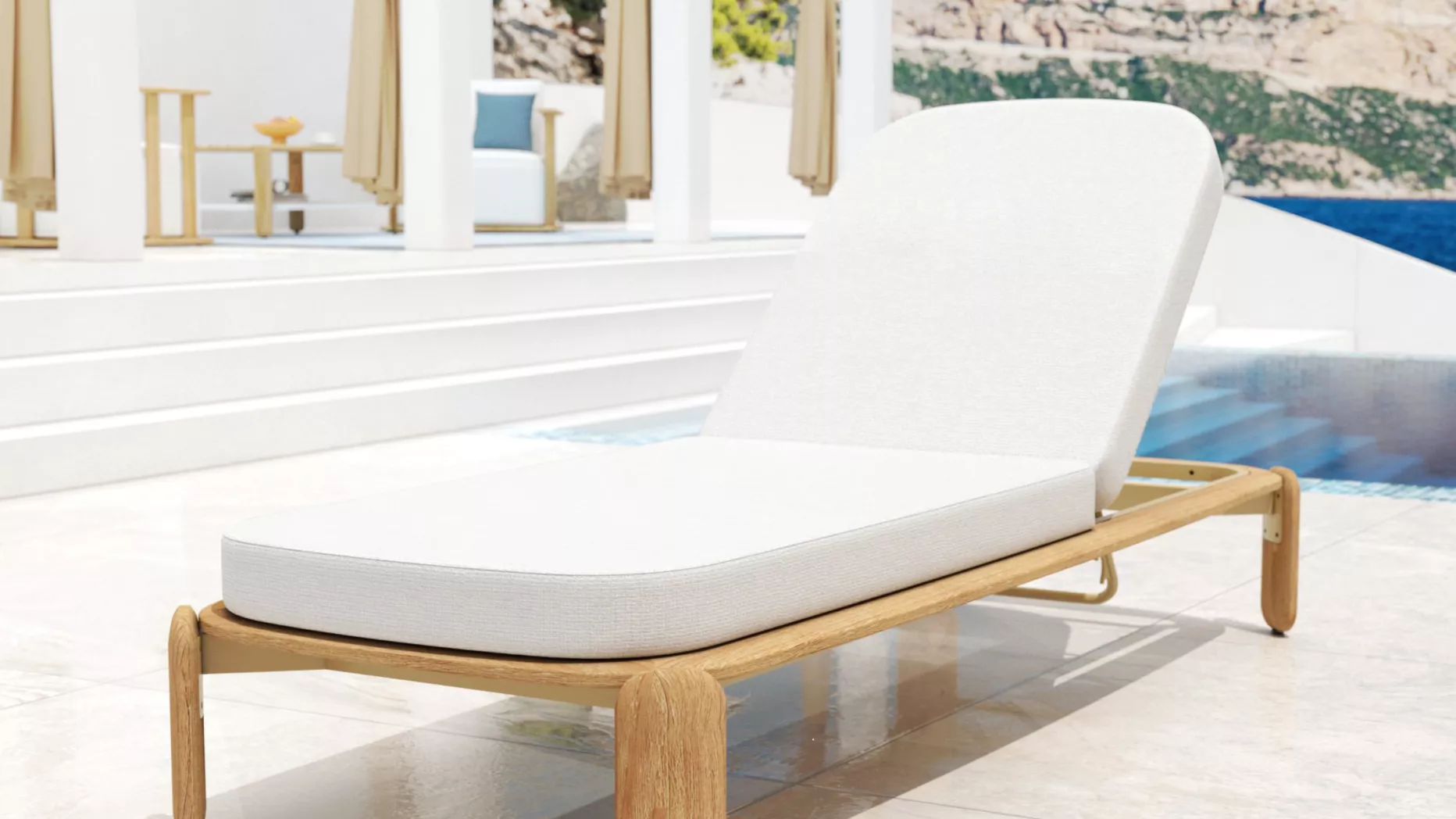 Tumbona en madera teck Java - Crudo