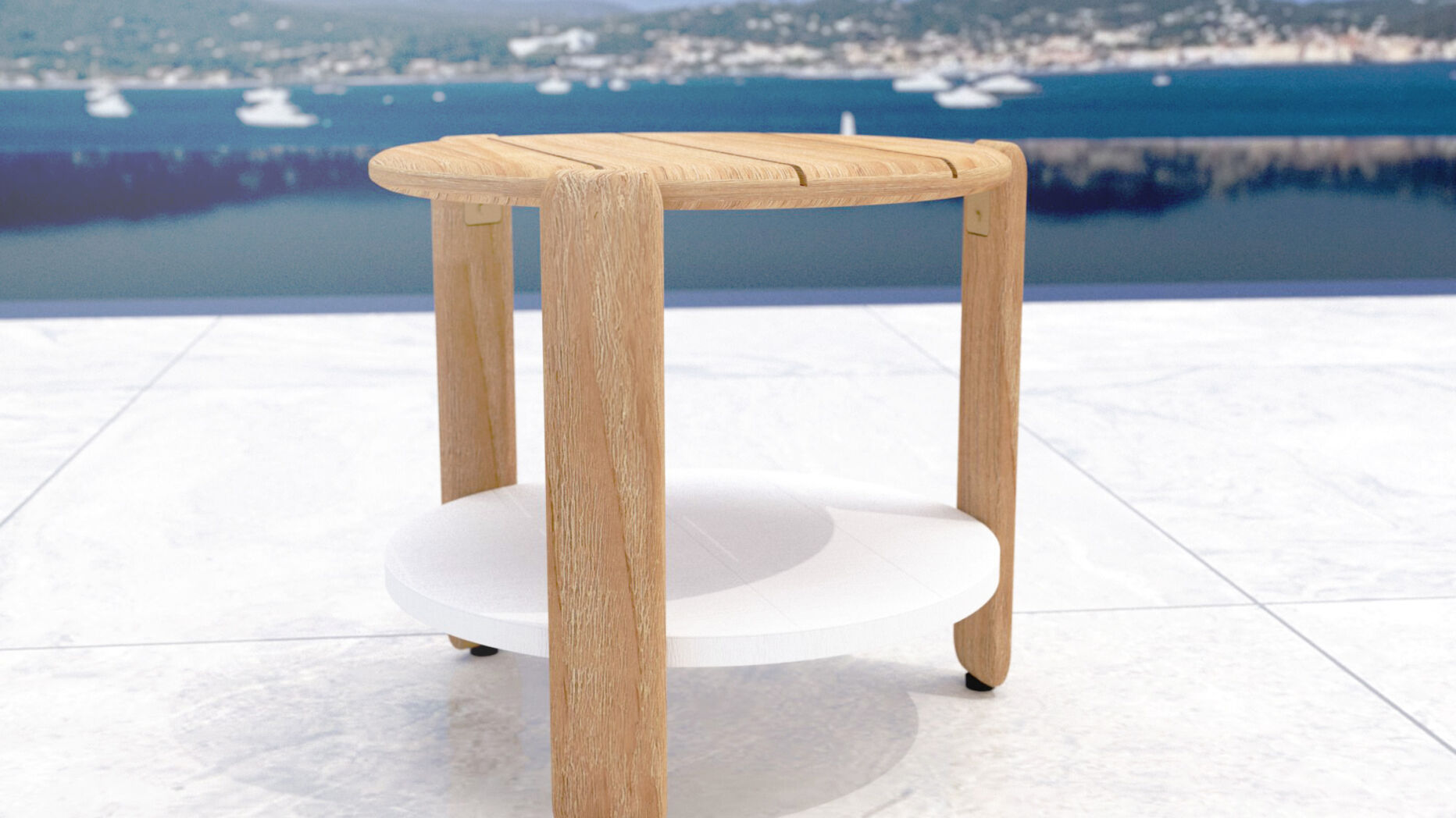Runder Loungetisch aus Teakholz Java (D50 cm) - Holzfarben