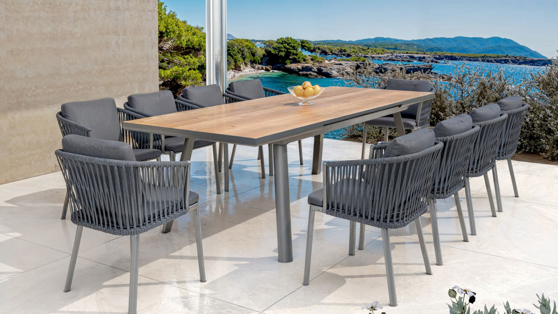 Mesa de jardín extensible en aluminio  10 lugares (260 x 96 cm) Amalfi - Gris antracita