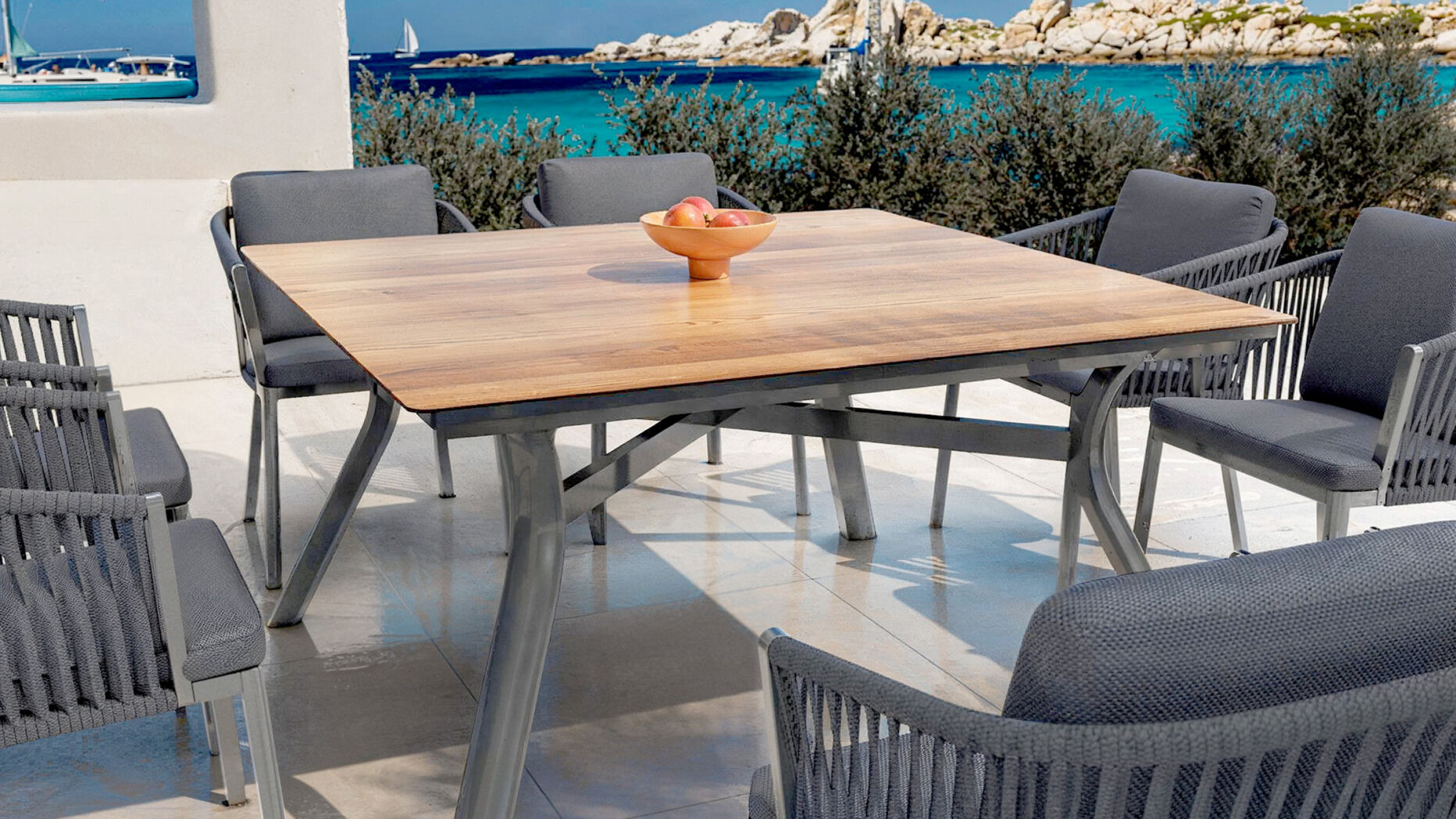 Mesa de jardín en aluminio  8 lugares (136 x 136 cm) Amalfi - Gris antracita