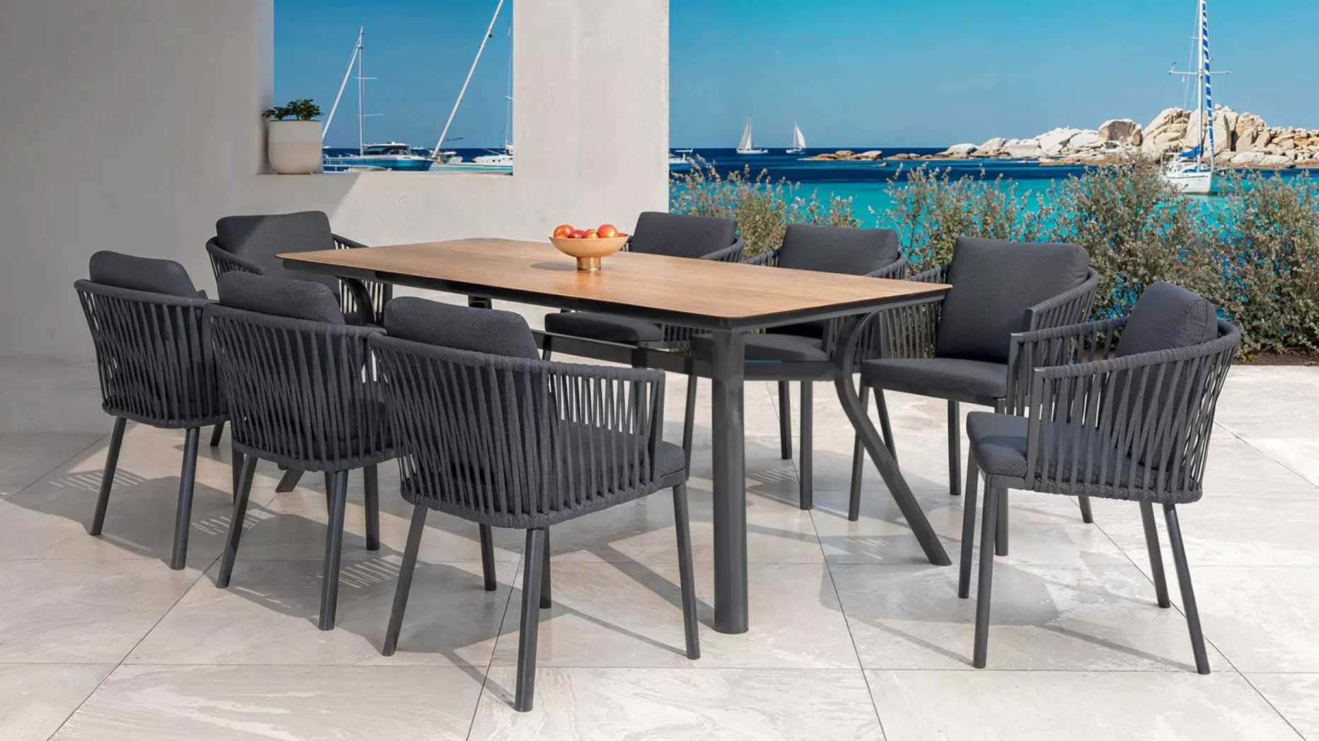 Mesa de jardín en aluminio  8 lugares (200 x 90 cm) Amalfi - Gris antracita