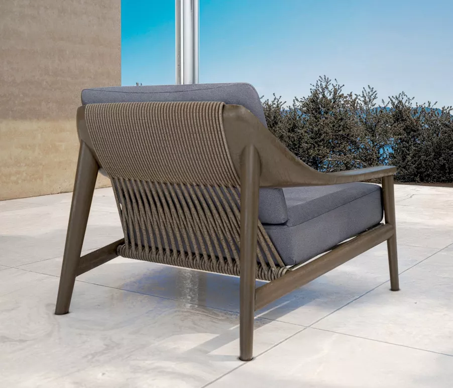Fauteuil salon de jardin bois teck Cap Ferrat - Gris