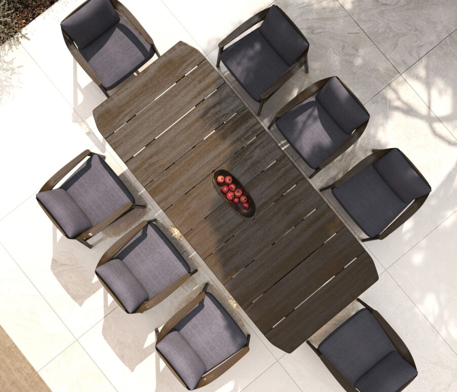 Mesa de jardín en madera teck 10 lugares (260 x 100 cm) Cap Ferrat - Marrón oscuro