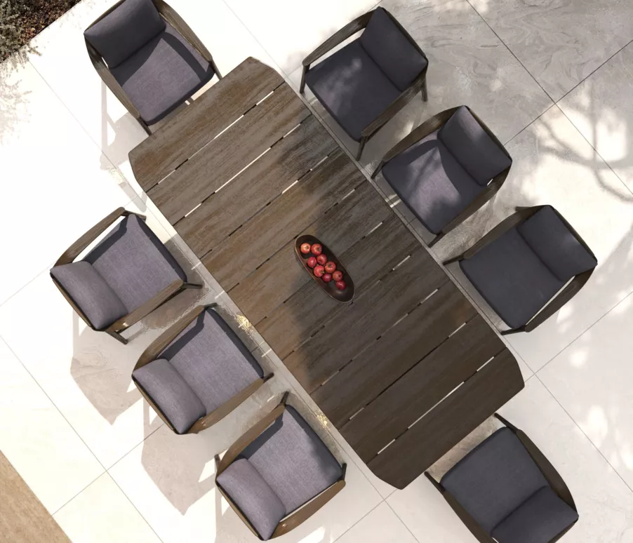 Mesa de jardín en madera teck 8 lugares (260 x 100 cm) Cap Ferrat - Marrón oscuro