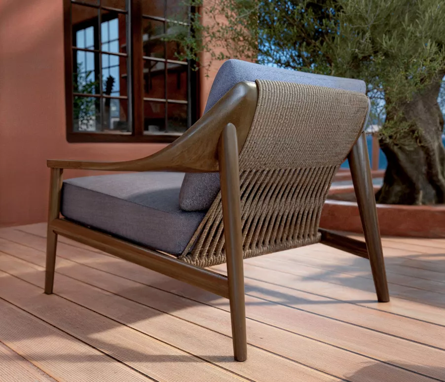 Salon de jardin bois teck 5 places Cap Ferrat - Gris