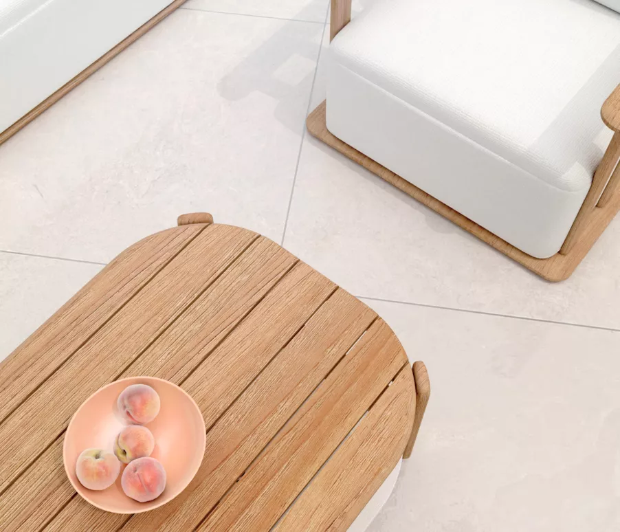 Salón de jardín en madera teck 5 lugares Java - Crudo