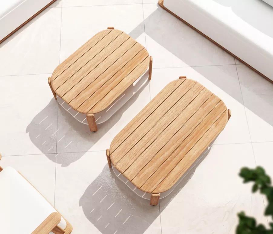 Mesa rectangular para salón de jardín teck Java (L100 cm) - Natural