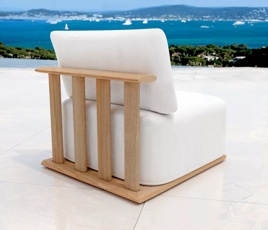 Chauffeuse de jardin bois teck Java - Ecru