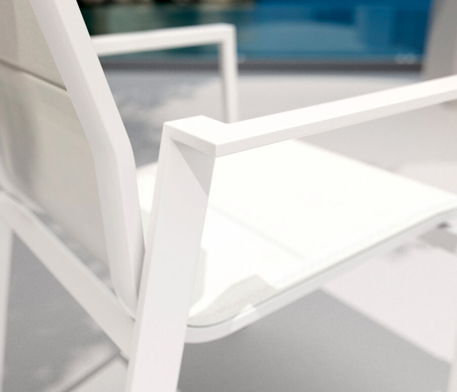 Sedia con braccioli da giardino impilabile alluminio Portofino - Bianco