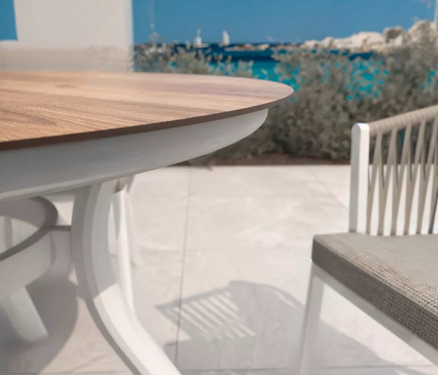 Mesa de jardín redonda en aluminio  6 lugares (D120 cm) Amalfi - Blanco
