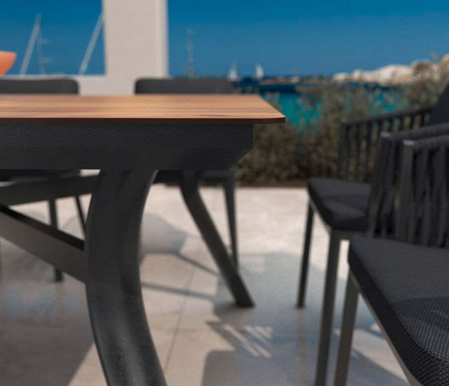 Tuintafel aluminium 8 zitplaatsen (200 x 90 cm) Amalfi - Antraciet