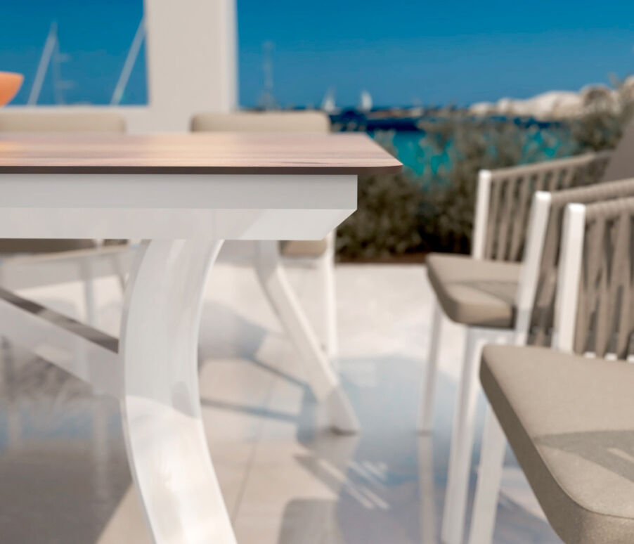 Tuintafel aluminium 8 zitplaatsen (200 x 90 cm) Amalfi - Wit