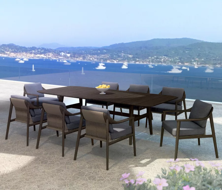 Mesa de jardín en madera teck 8 lugares (260 x 100 cm) Cap Ferrat - Marrón oscuro