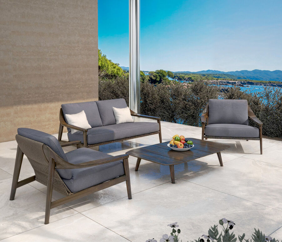 2-Sitzer Gartensofa aus Teakholz Cap Ferrat - Grau