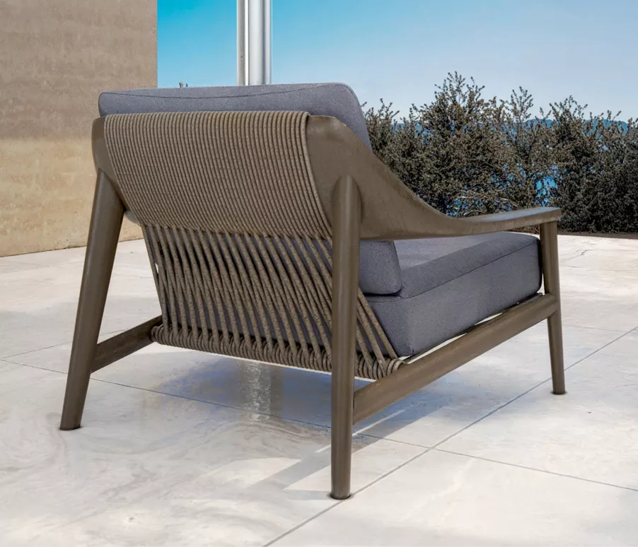 Fauteuil salon de jardin bois teck Cap Ferrat - Gris