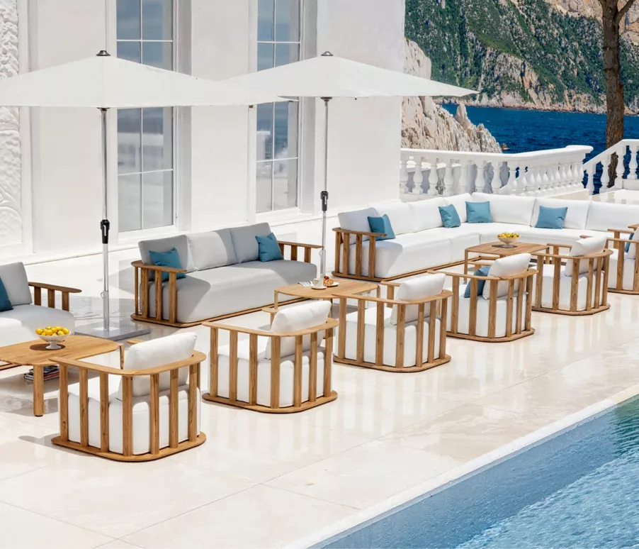 Sillón de jardín para salón en madera teck Java - Crudo
