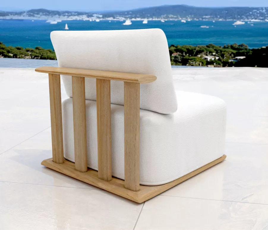 Chauffeuse de jardin bois teck Java - Ecru