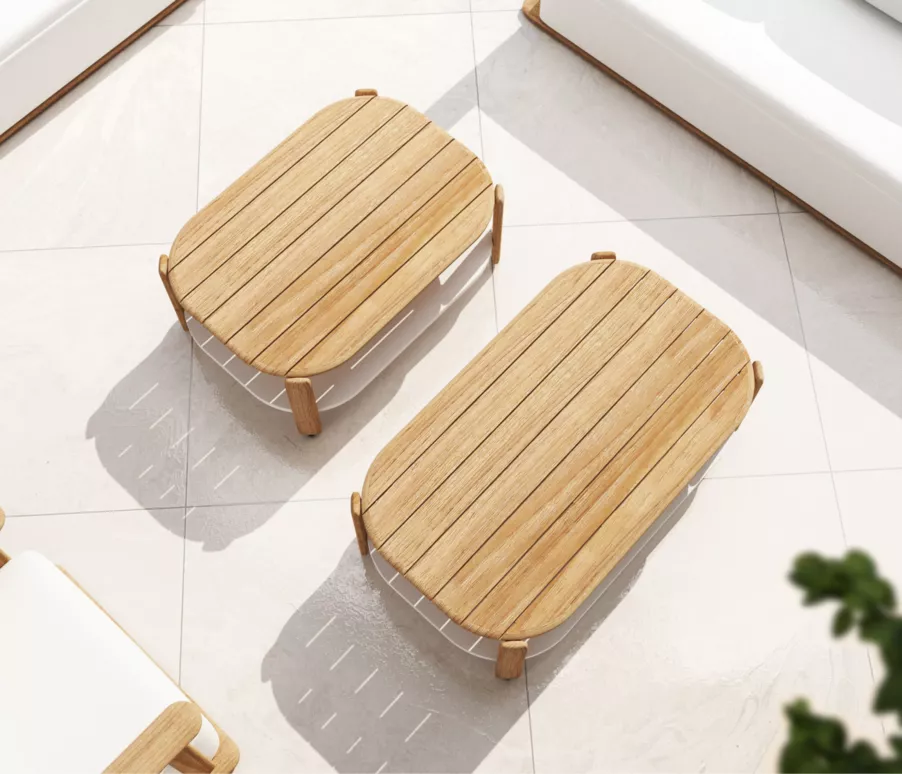 Mesa rectangular para salón de jardín teck Java (L100 cm) - Natural