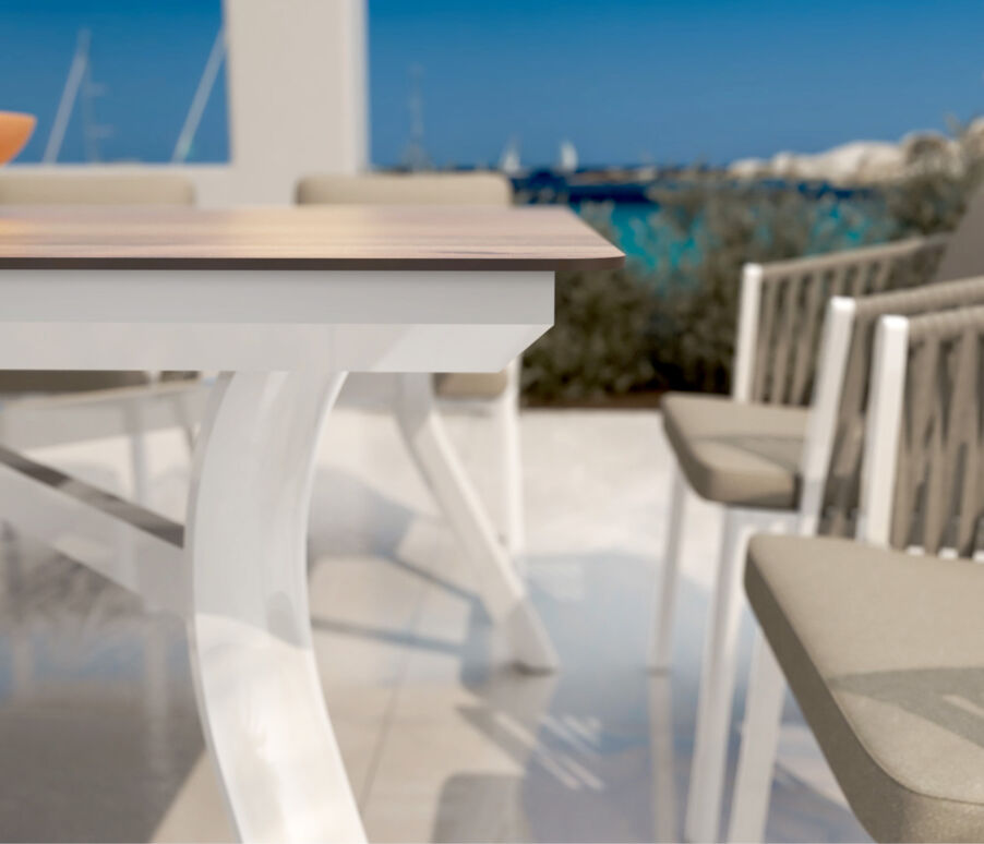 Table de jardin aluminium 8 places (136 x 136 cm) Amalfi - Blanc