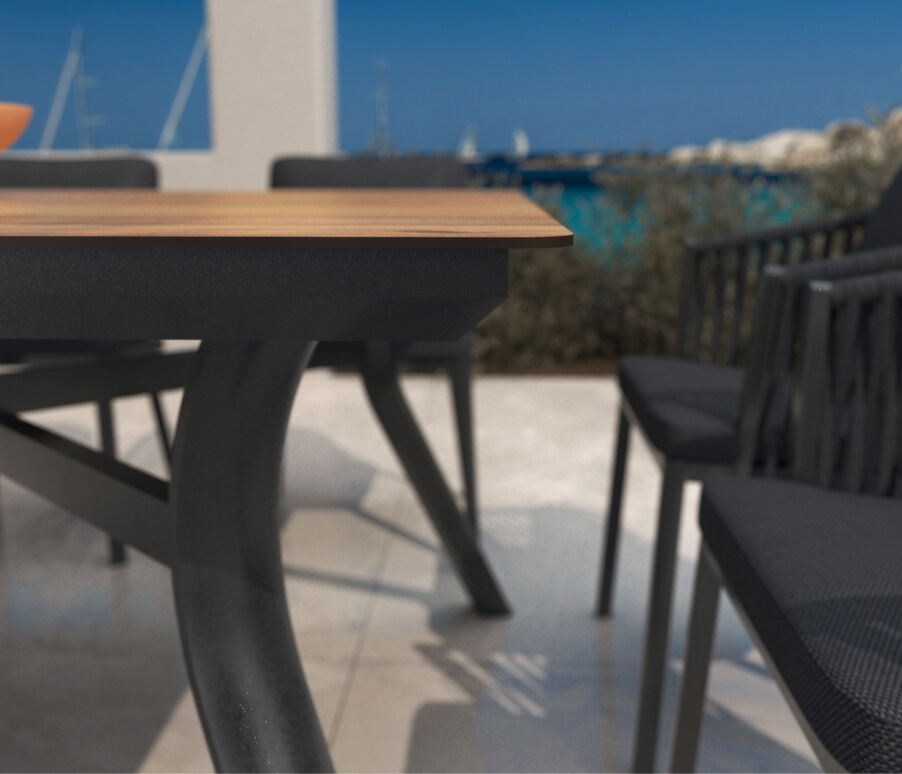 Tuintafel aluminium 8 zitplaatsen (200 x 90 cm) Amalfi - Antraciet