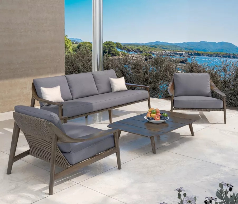 3-zitstuinbank teak hout Cap Ferrat - Grijs