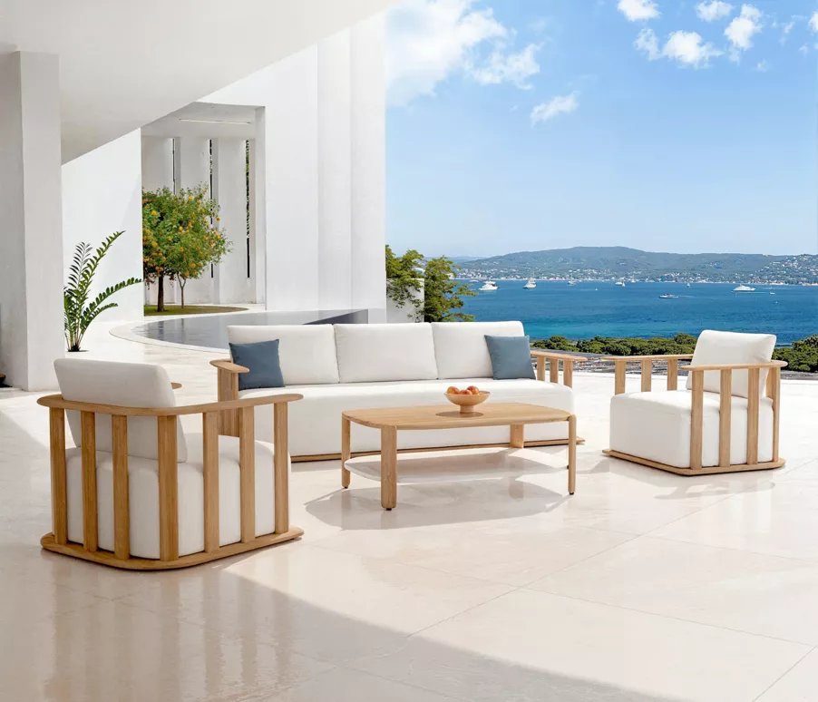 Mesa rectangular para salón de jardín teck Java (L100 cm) - Natural