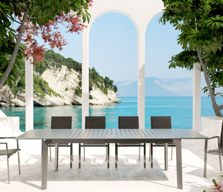 Tuintafel uitschuifbaar aluminium 10 zitplaatsen (286 x 100 cm) Portofino - Antraciet