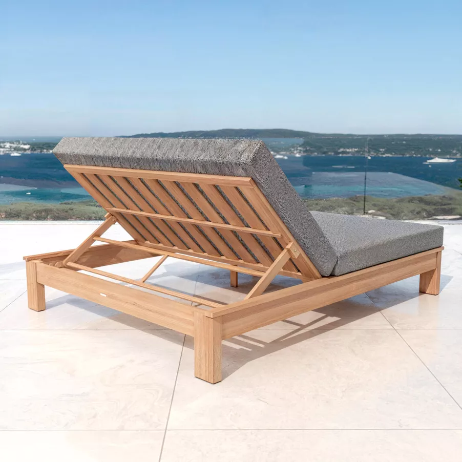 Tumbona doble en madera de acacia Bornéo - Gris antracita