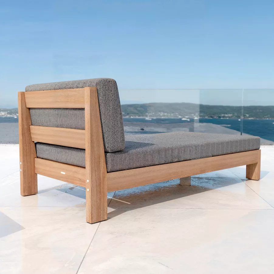 Méridienne de jardin bois d'acacia Bornéo - Gris anthracite