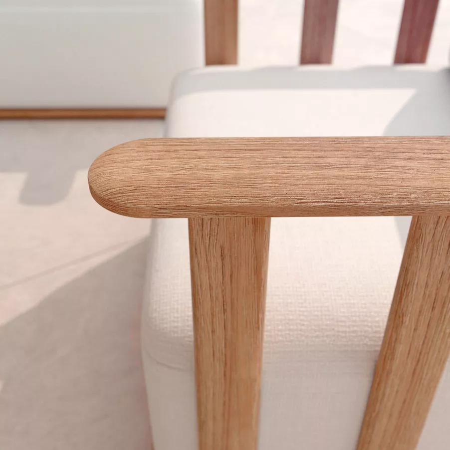 Sillón de jardín para salón en madera teck Java - Crudo