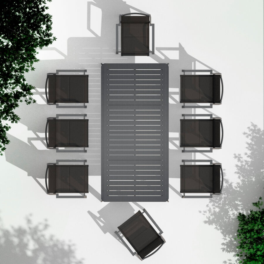 Mesa de jardín extensible en aluminio  10 lugares (286 x 100 cm) Portofino - Gris antracita