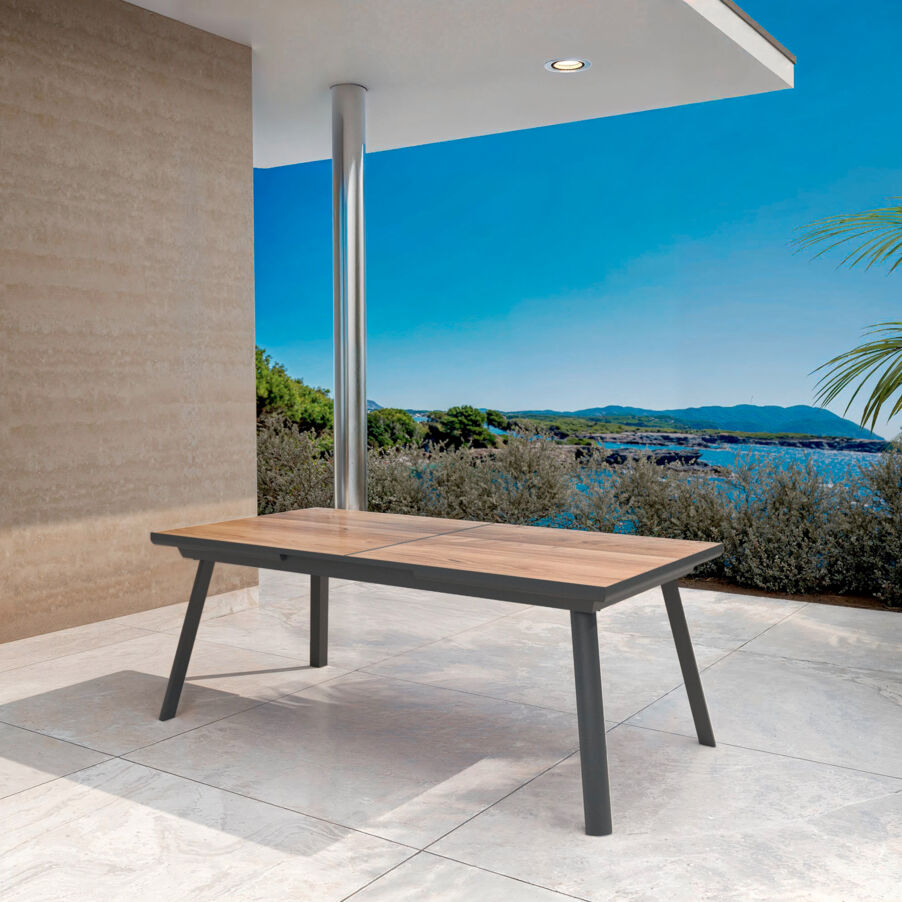 Table de jardin extensible aluminium 10 places (260 x 96 cm) Amalfi - Gris anthracite