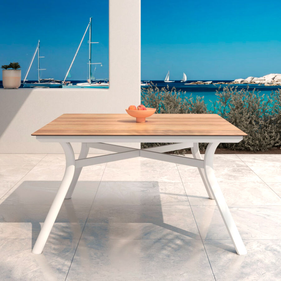 Quadratischer Gartentisch Aluminium 8 Pers. (136 x 136 cm) Amalfi - Weiß