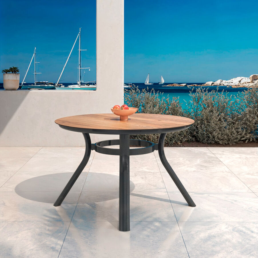 Tuintafel rond aluminium 6 zitplaatsen (D120 cm) Amalfi - Antraciet