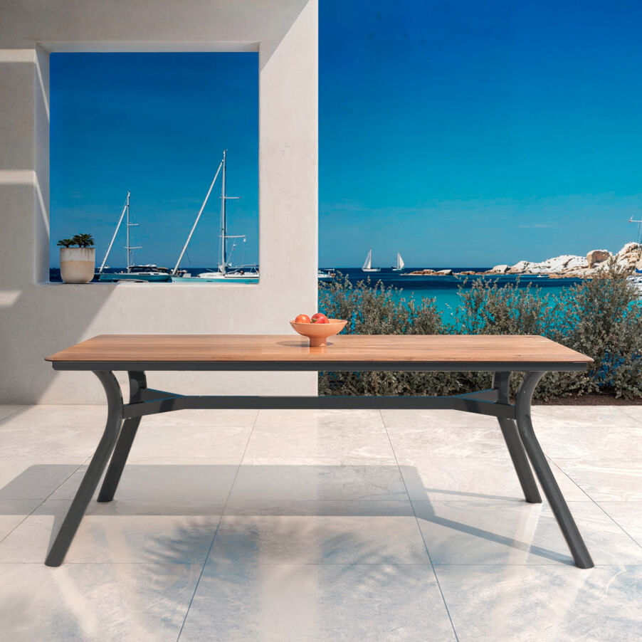 Mesa de jardín en aluminio  8 lugares (200 x 90 cm) Amalfi - Gris antracita