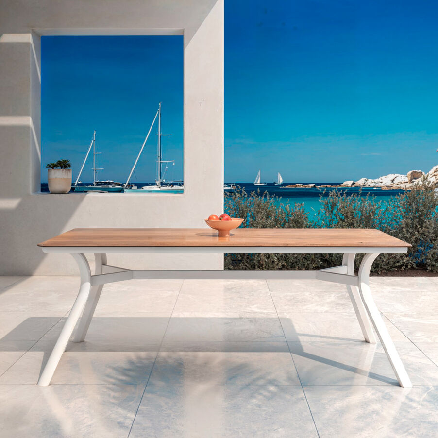 Mesa de jardín en aluminio  8 lugares (200 x 90 cm) Amalfi - Blanco