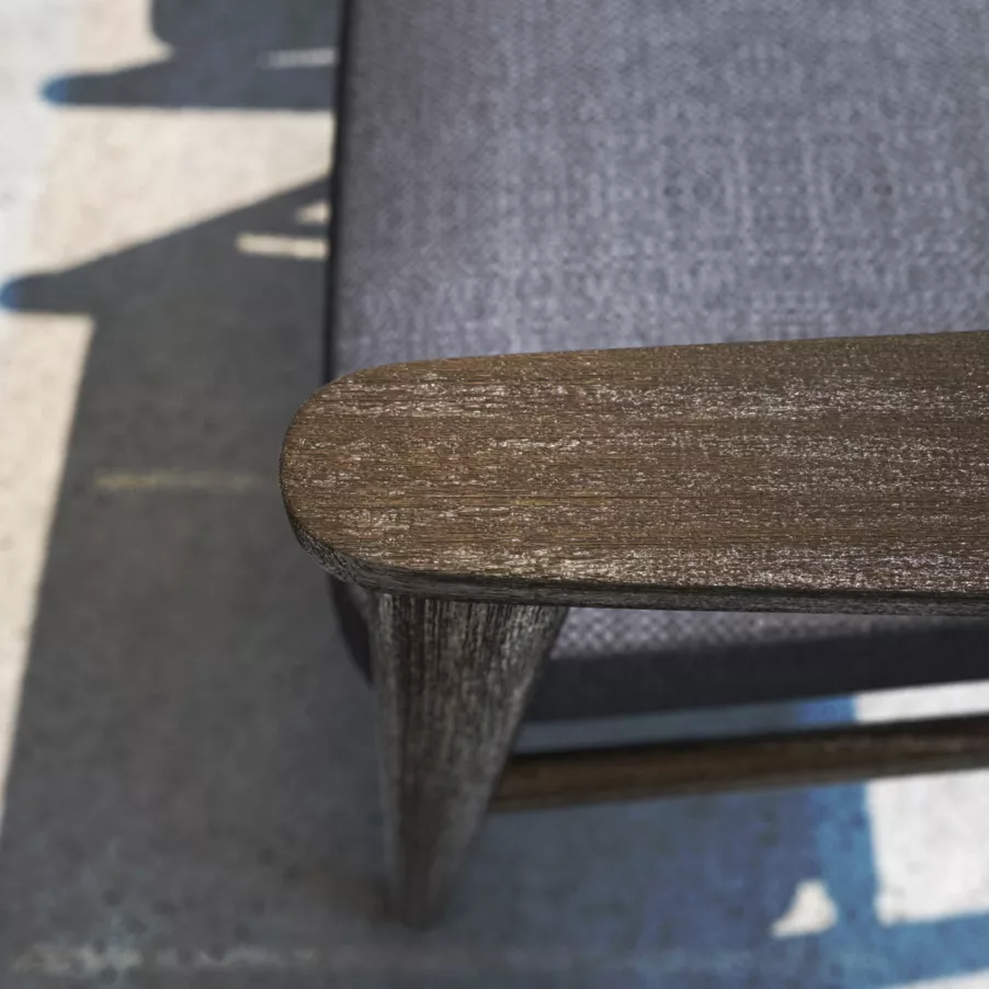 Sillón de jardín en madera teck 3 lugares Cap Ferrat - Gris