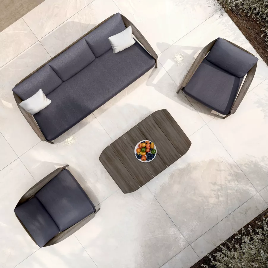 Sillón de jardín en madera teck 3 lugares Cap Ferrat - Gris