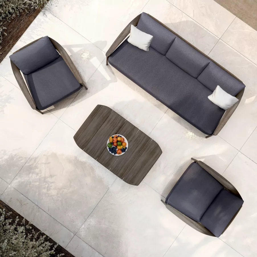 Table basse de jardin rectangulaire teck Cap Ferrat - Marron foncé