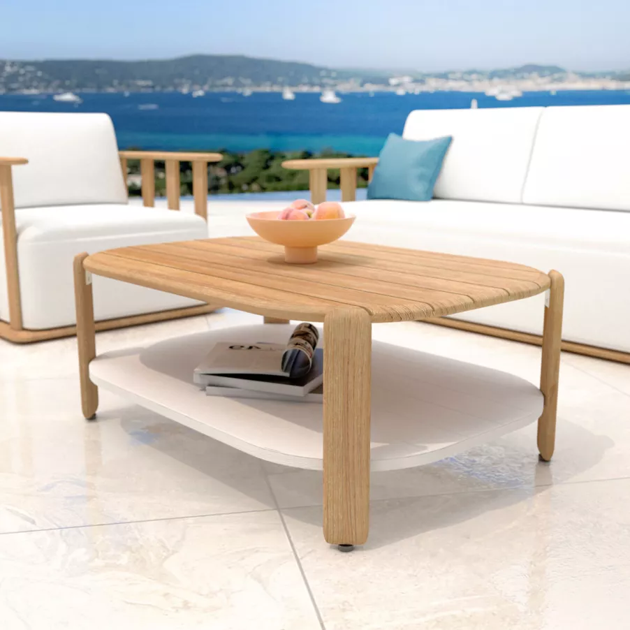 Salón de jardín en madera teck 5 lugares Java - Crudo