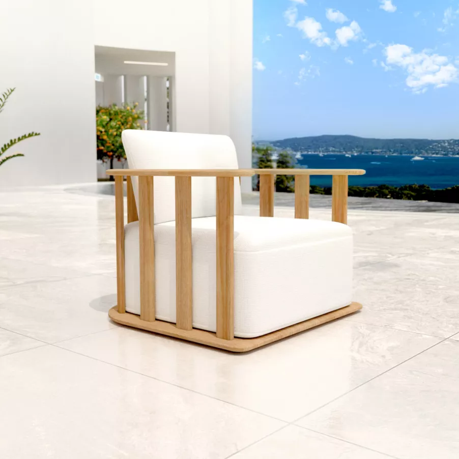 Salón de jardín en madera teck 5 lugares Java - Crudo