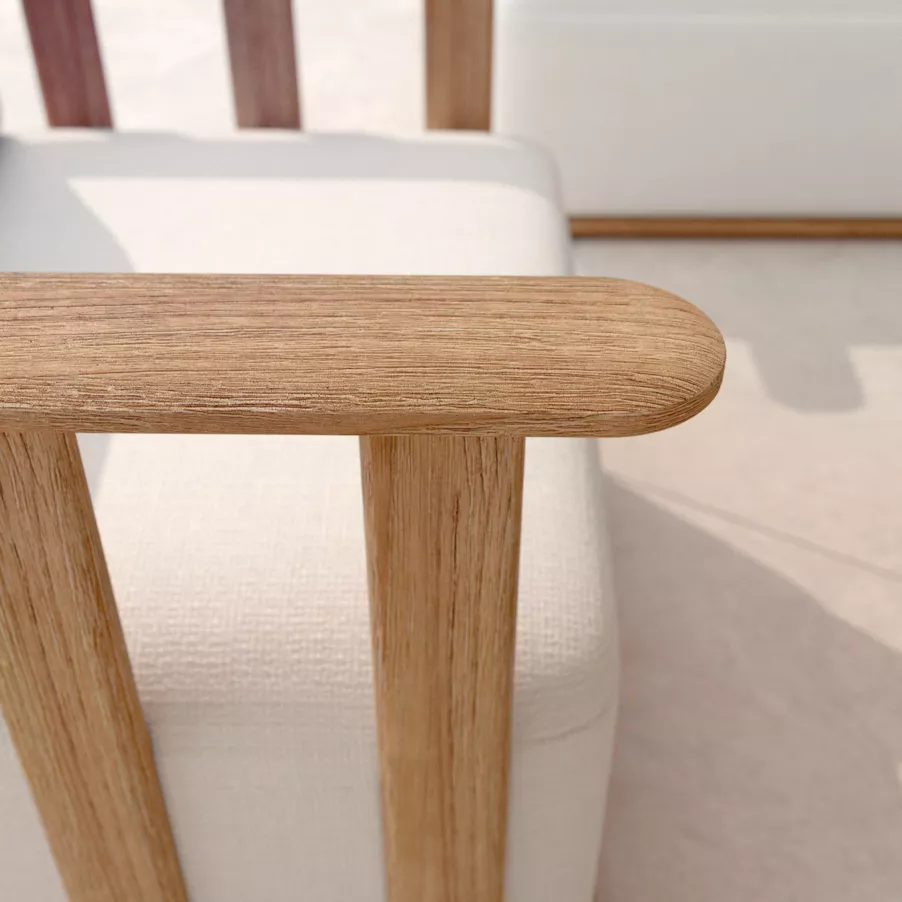 Gartensessel aus Teakholz Java - Cremeweiß