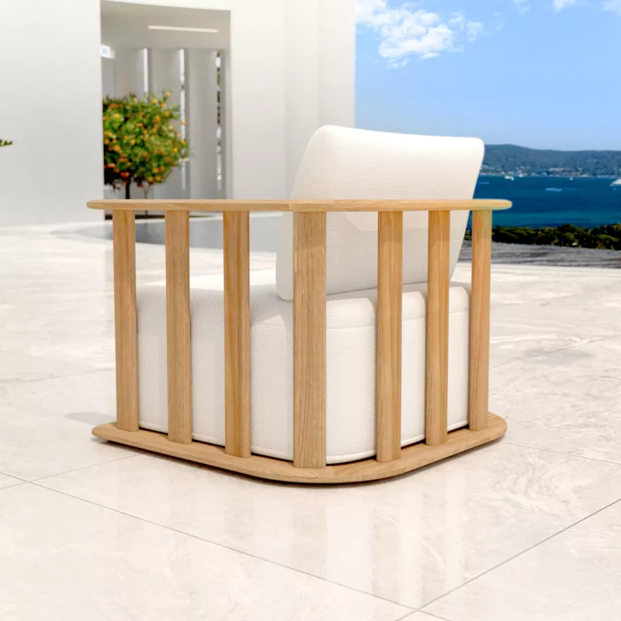 Loungestoel teakhout Java - Ecru