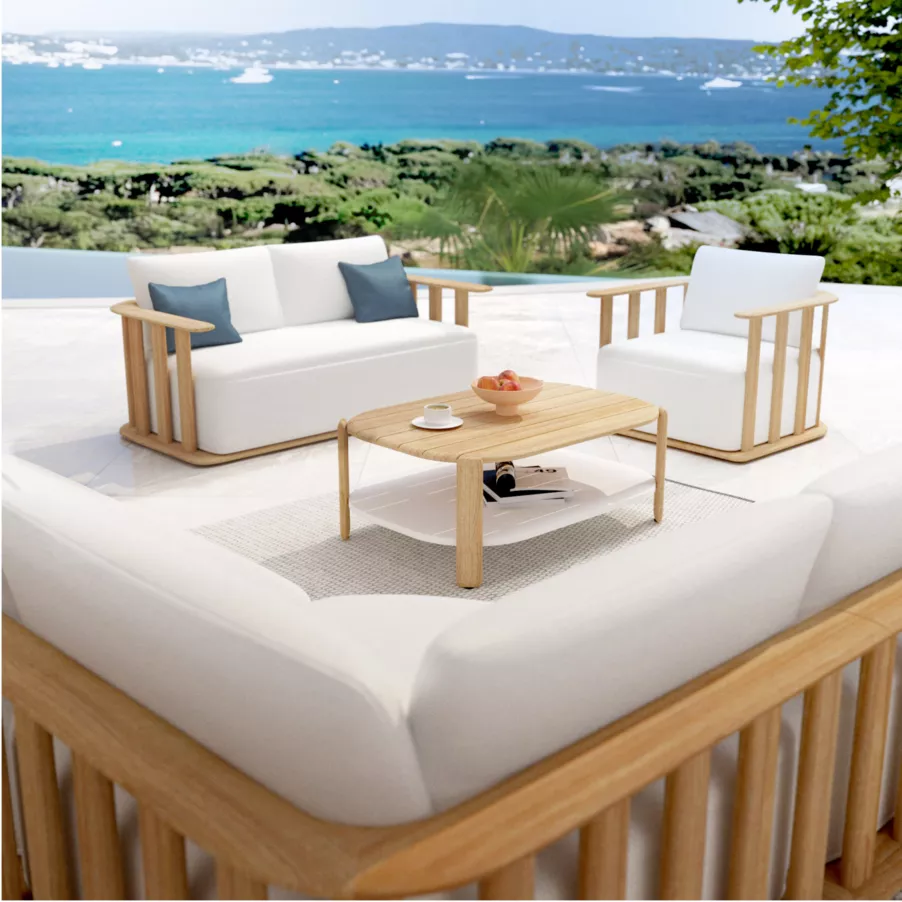 Mesa rectangular para salón de jardín teck Java (L100 cm) - Natural