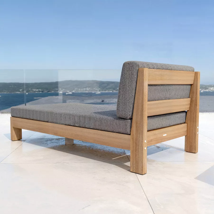 Méridienne de jardin bois d'acacia Bornéo - Gris anthracite