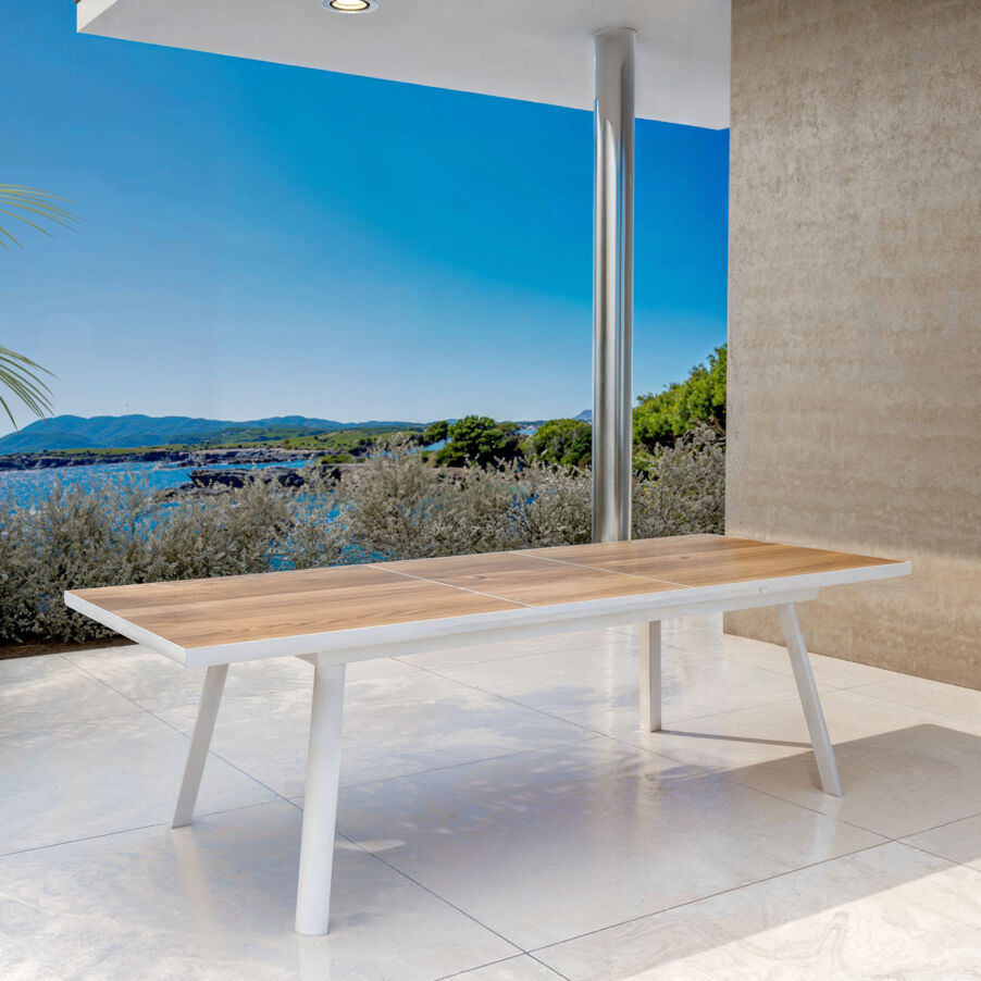 Tavolo da giardino allungabile alluminio 10 posti (260 x 96 cm) Amalfi - Bianco