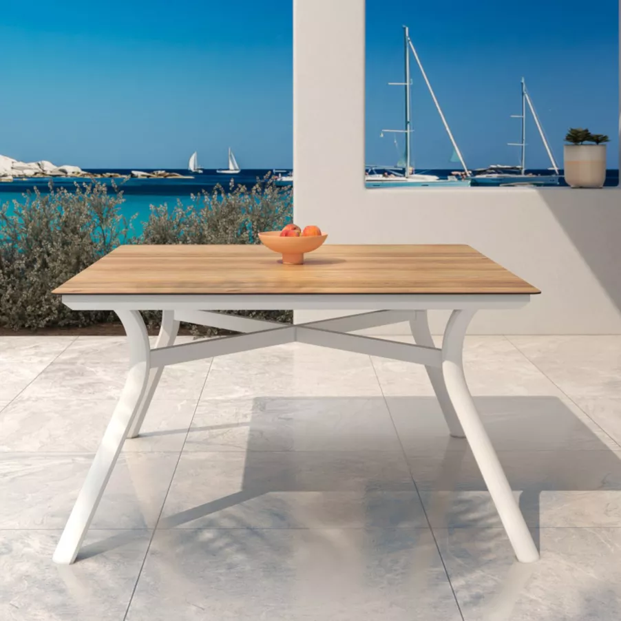 Tuintafel aluminium 8 zitplaatsen (136 x 136 cm) Amalfi - Wit
