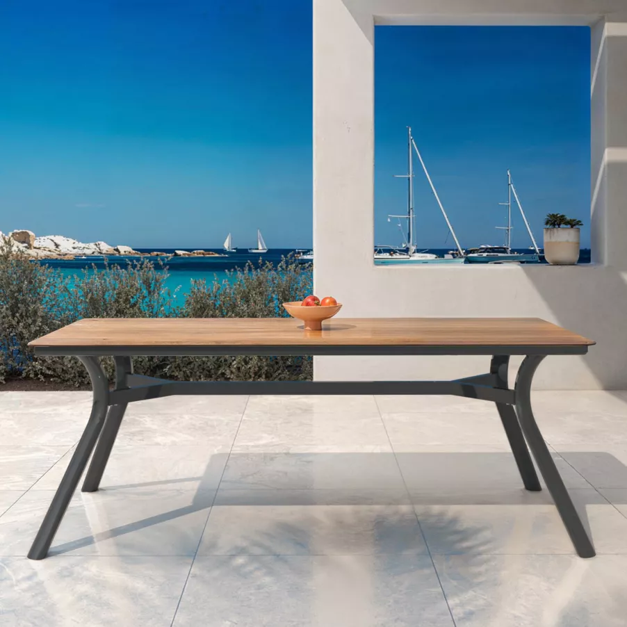 Mesa de jardín en aluminio  8 lugares (200 x 90 cm) Amalfi - Gris antracita