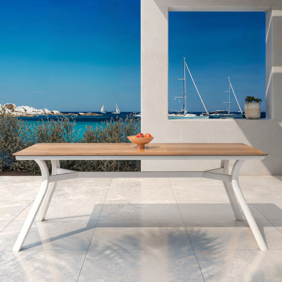 Rechteckiger Gartentisch Aluminium 8 Pers. (200 x 90 cm) Amalfi - Weiß