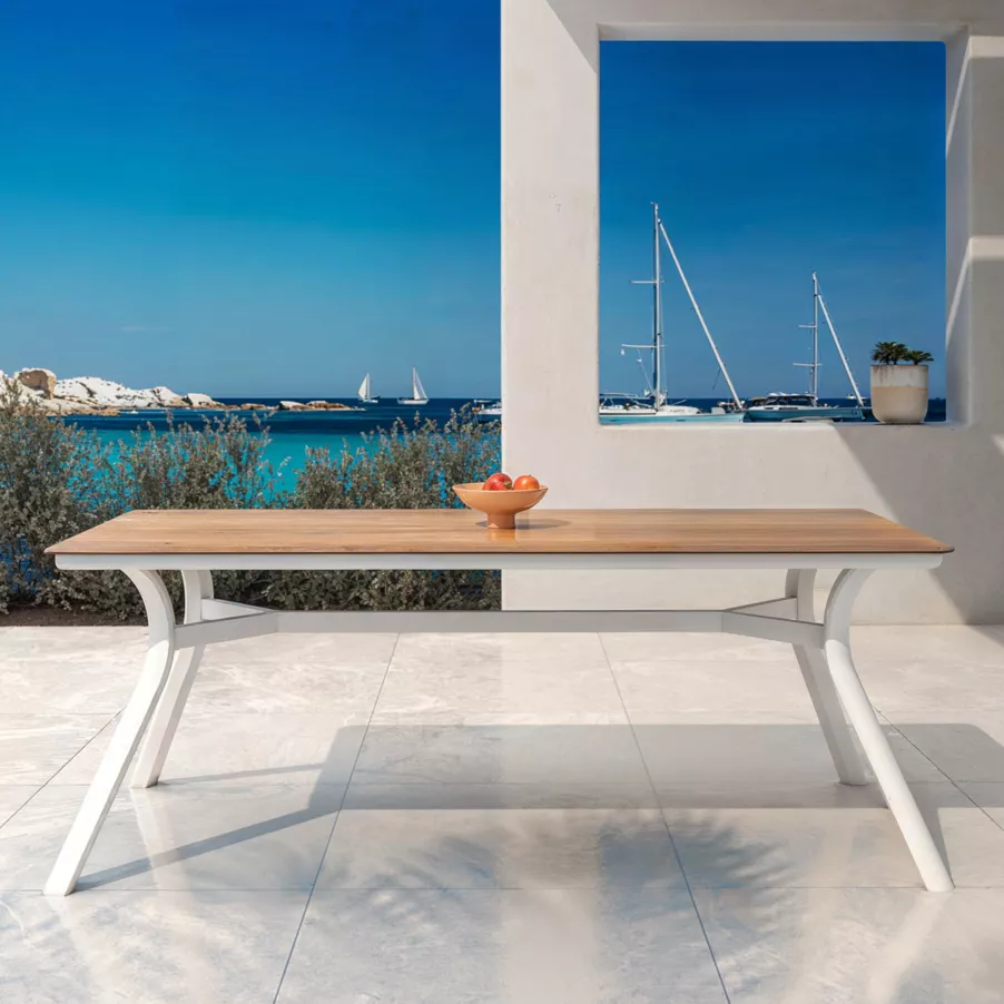 Mesa de jardín en aluminio  8 lugares (200 x 90 cm) Amalfi - Blanco